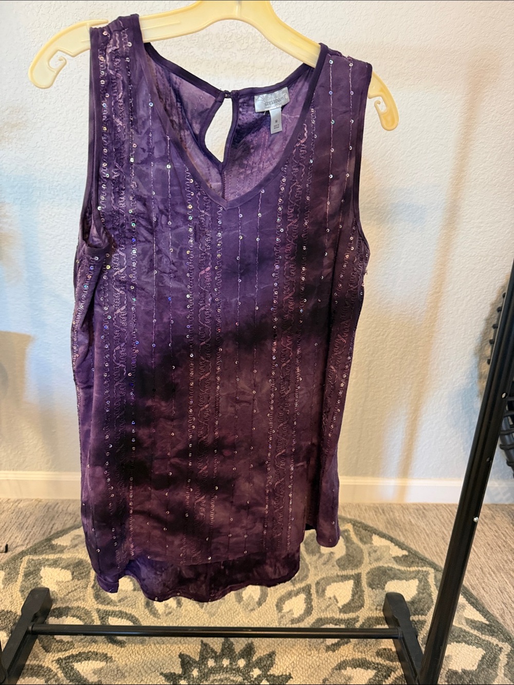 Dress Barn Purple Sequin V-Neck Sleeveless tank top